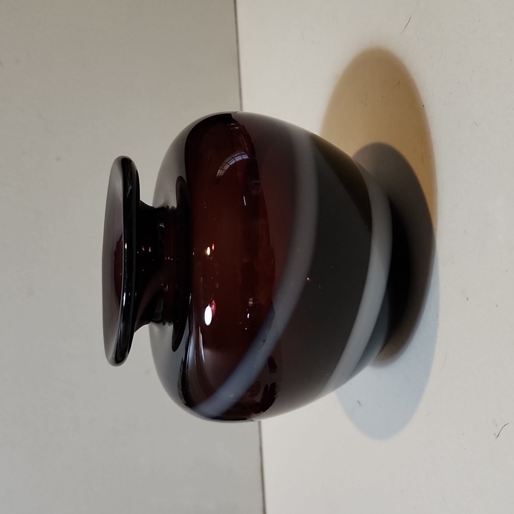 MCM Amethyst with a Milk Glass Swirl Vase